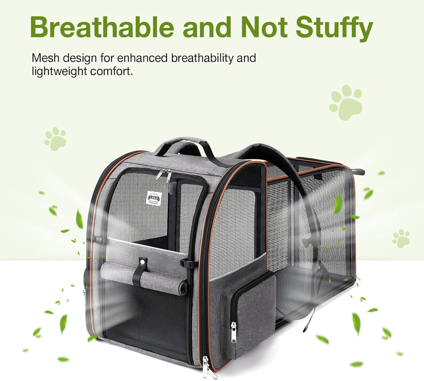 Large Cat Backpack Carrier Expandable Pet Carrier Backpack for Small Dogs Medium Cats Fit up to 18 Lbs, Dog Backpack Carrier, Foldable Puppy Backpack Carrier for Travel, Hiking,Grey