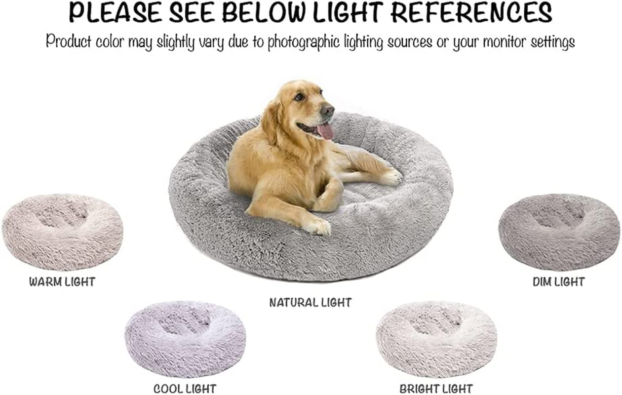 Donut Cat Bed, Faux Fur Dog Beds for Medium Small Dogs - Self Warming Indoor round Pillow Cuddle