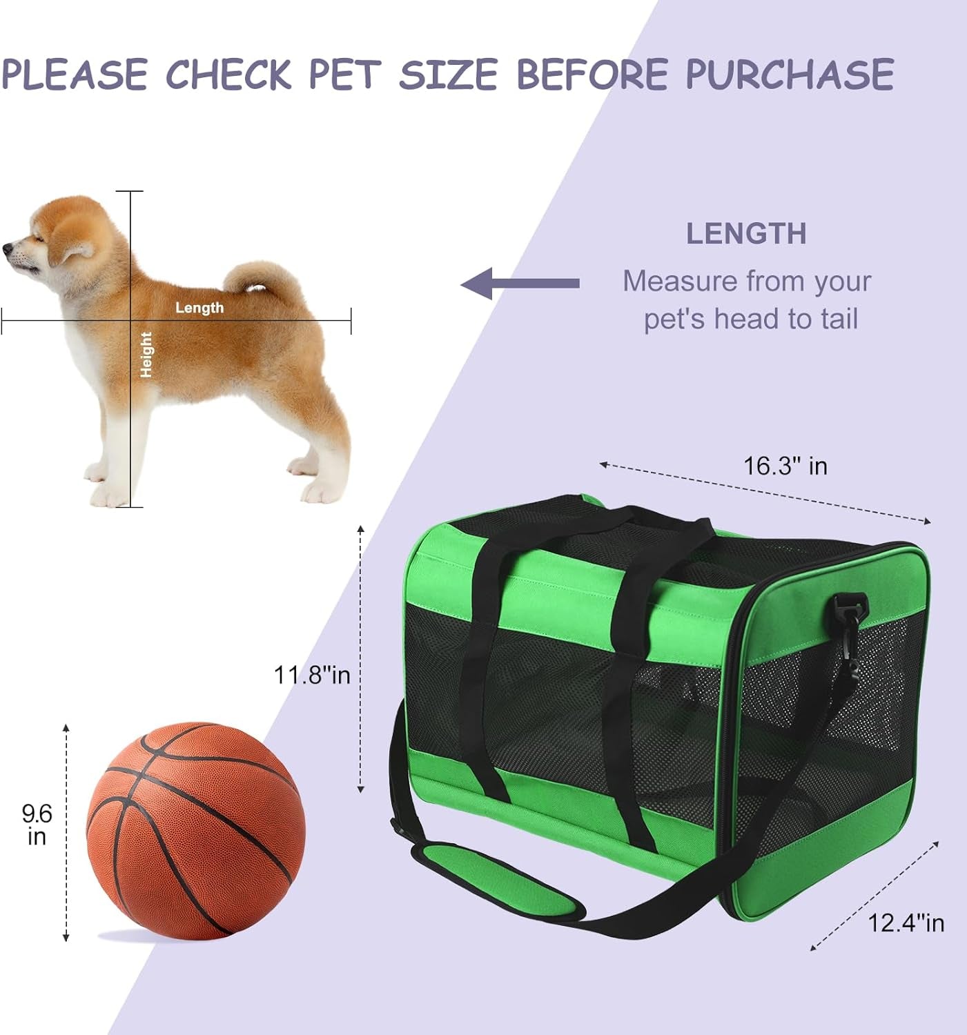 Pet Carrier Airline Approved Pet Carrier Dog Carriers for Small Dogs, Cat Carriers for Medium Cats Small Cat, Small Pet Carrier Small Dog Carrier Airline Approved Cat Pet Travel Carrier-Green