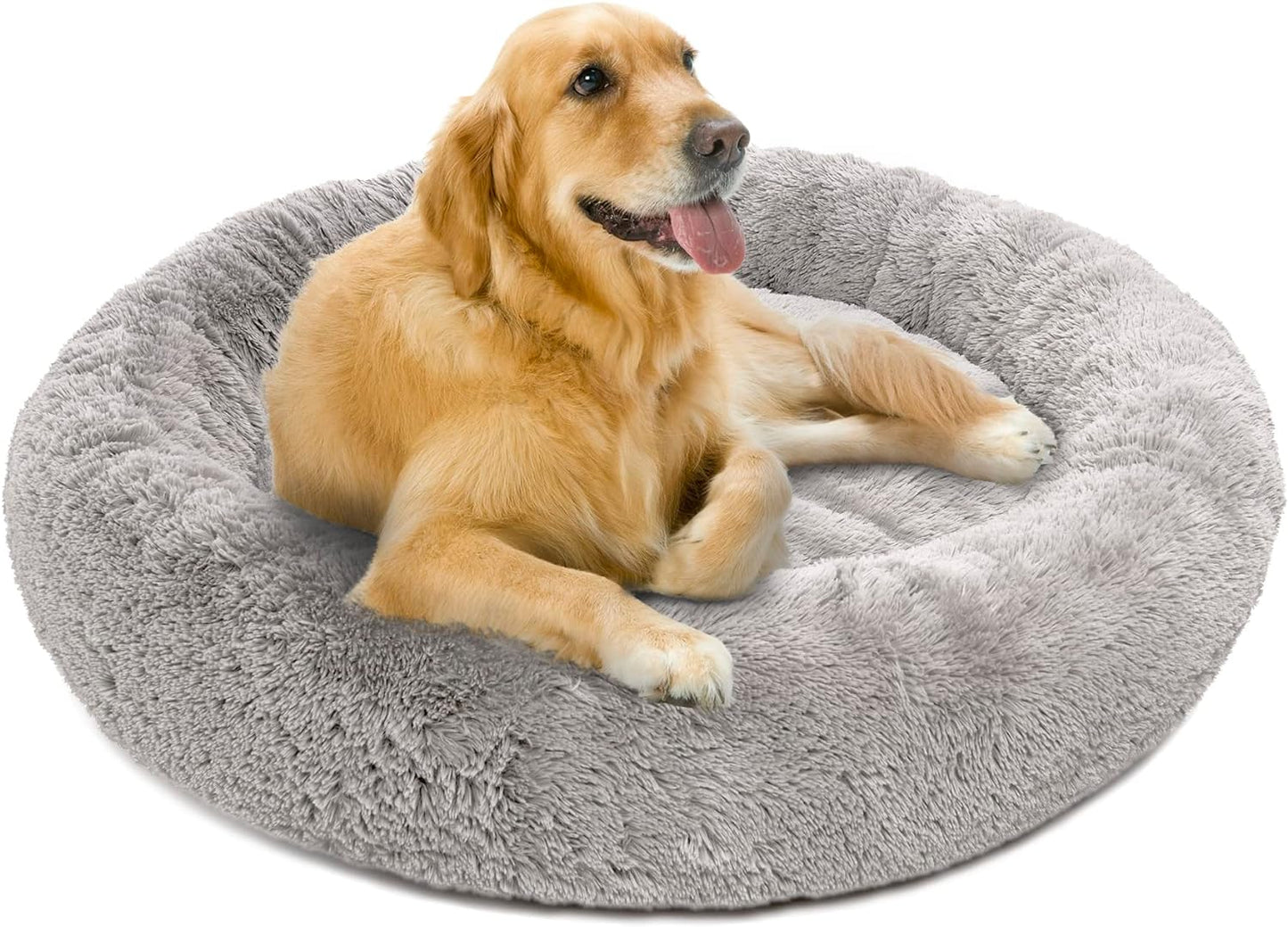 Donut Cat Bed, Faux Fur Dog Beds for Medium Small Dogs - Self Warming Indoor round Pillow Cuddle