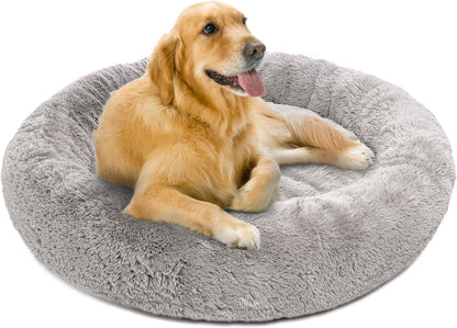 Donut Cat Bed, Faux Fur Dog Beds for Medium Small Dogs - Self Warming Indoor round Pillow Cuddle