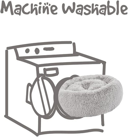 Donut Cat Bed, Faux Fur Dog Beds for Medium Small Dogs - Self Warming Indoor round Pillow Cuddle