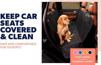 Dog Car Seat Cover for Back Seat. Protector Hammock - Waterproof Pet Trucks, Sedans & Suvs Use with Chom Roller Hair Remover. Black