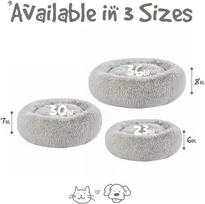 Donut Cat Bed, Faux Fur Dog Beds for Medium Small Dogs - Self Warming Indoor round Pillow Cuddle